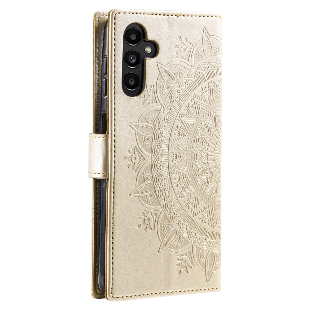 Läderfodral Mandala Samsung Galaxy A16 guld