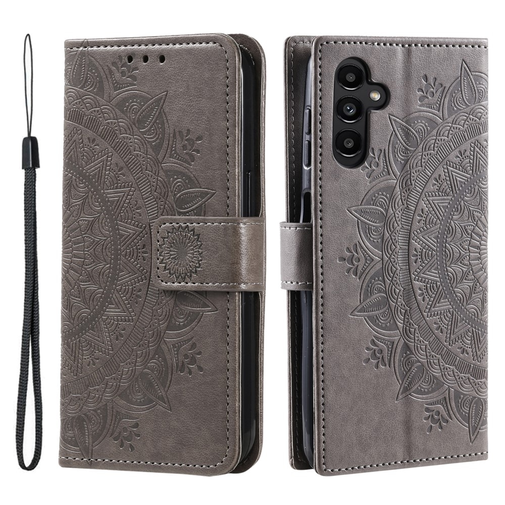 Läderfodral Mandala Samsung Galaxy A16 grå