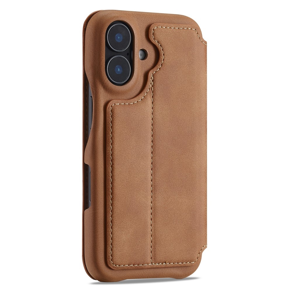 Slim Plånboksfodral iPhone 16 cognac