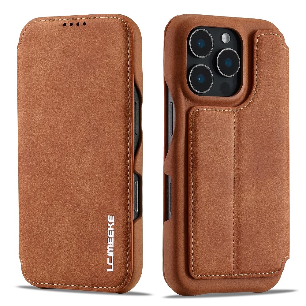 Slim Plånboksfodral iPhone 16 Pro cognac