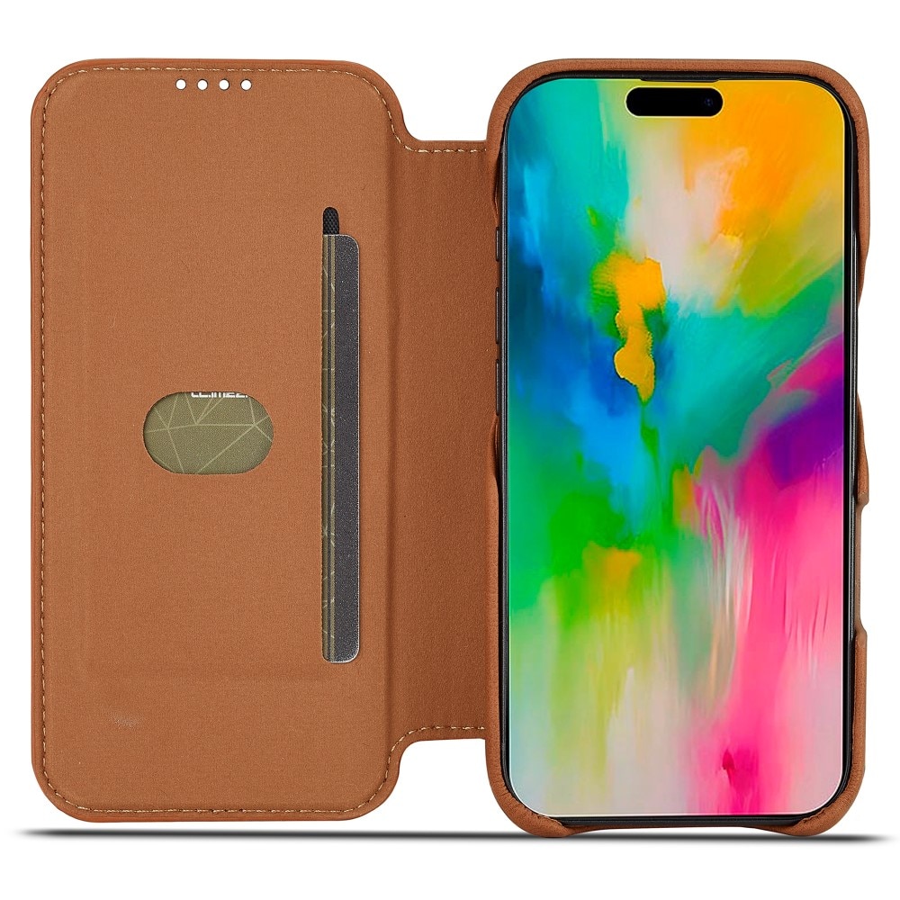 Slim Plånboksfodral iPhone 16 Pro Max cognac