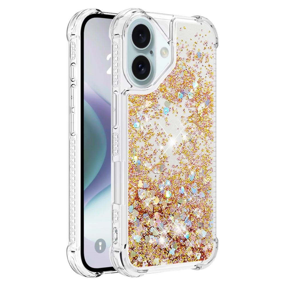 Glitter Powder TPU Skal iPhone 16 guld