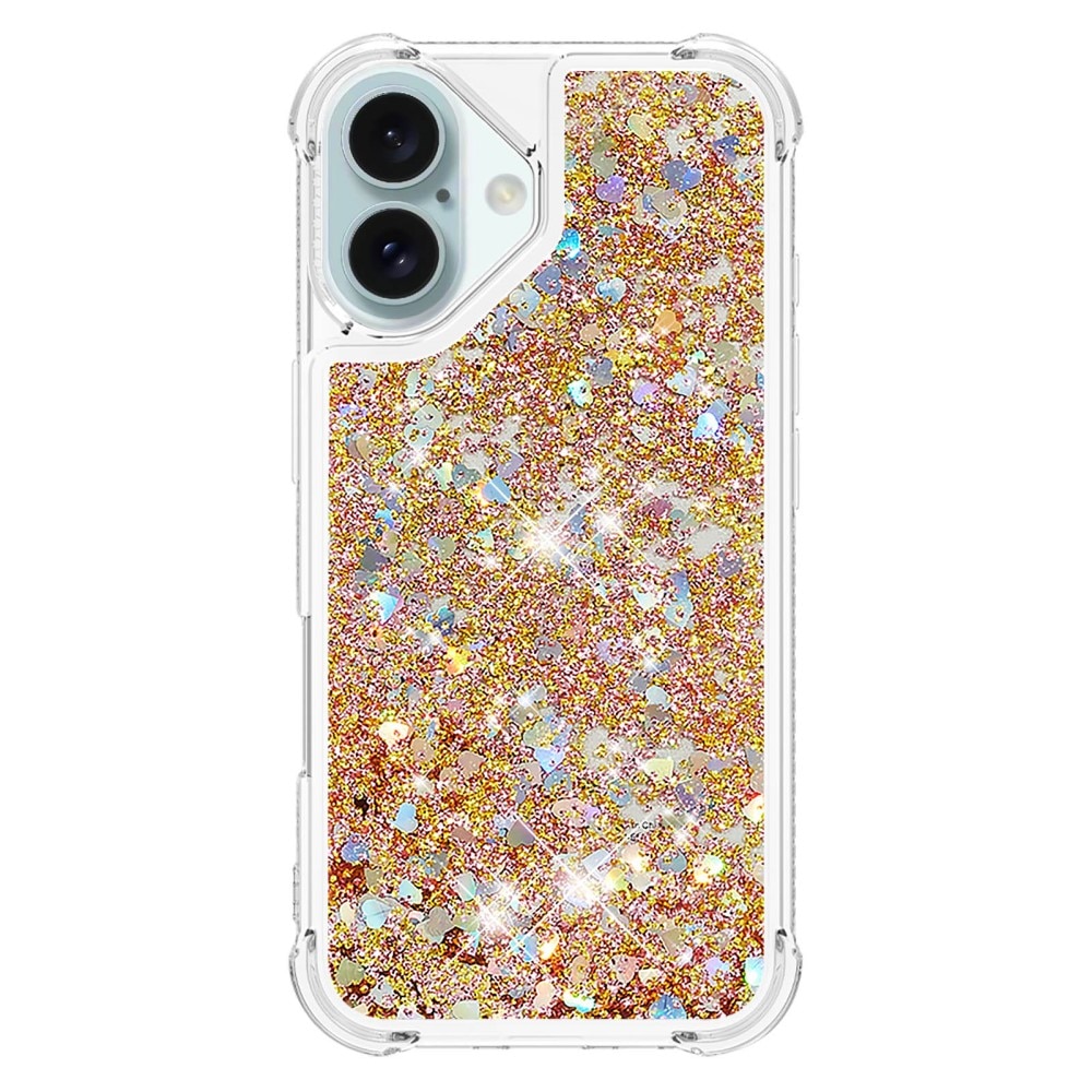 Glitter Powder TPU Skal iPhone 16 guld