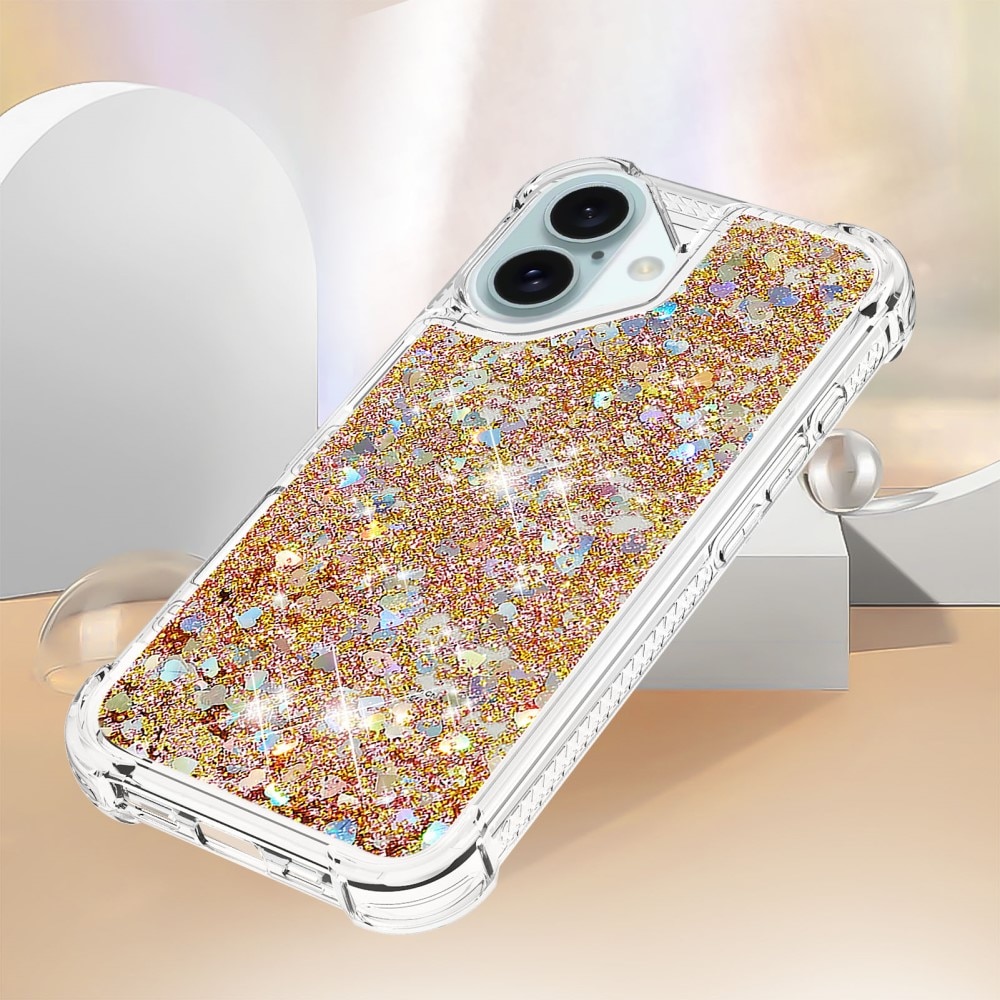 Glitter Powder TPU Skal iPhone 16 guld