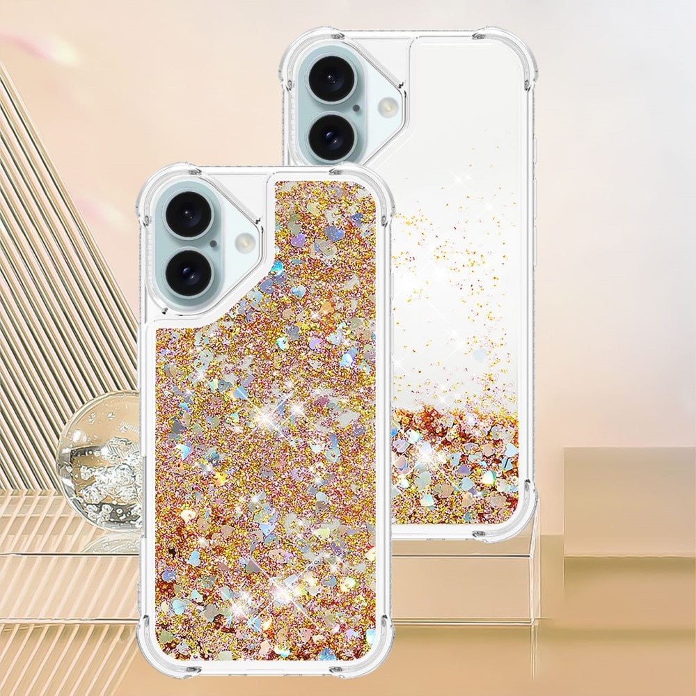 Glitter Powder TPU Skal iPhone 16 guld