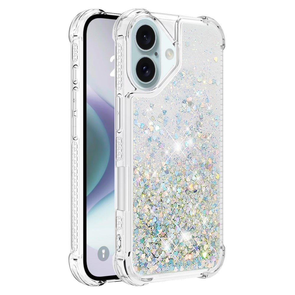 Glitter Powder TPU Skal iPhone 16 silver