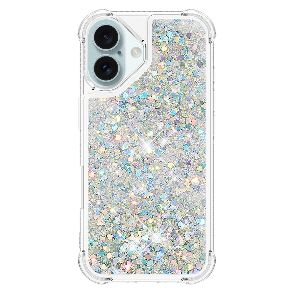 Glitter Powder TPU Skal iPhone 16 silver