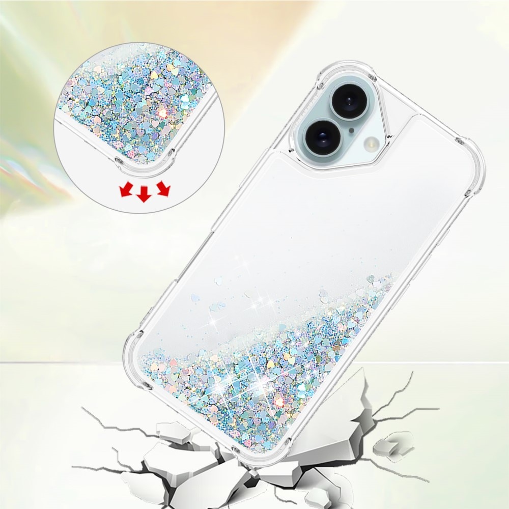 Glitter Powder TPU Skal iPhone 16 silver