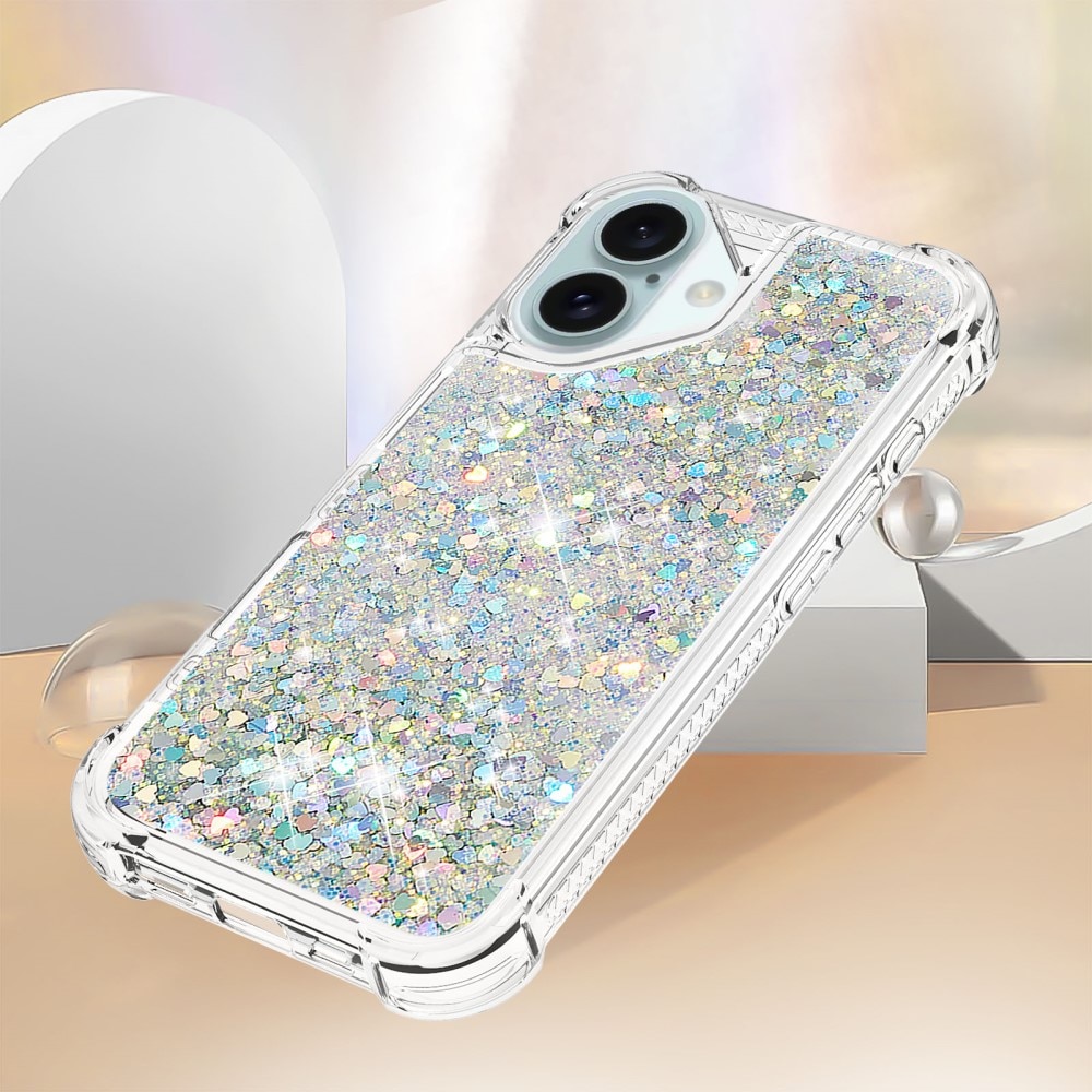 Glitter Powder TPU Skal iPhone 16 silver