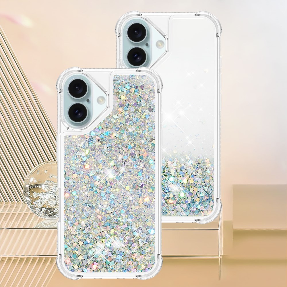 Glitter Powder TPU Skal iPhone 16 silver