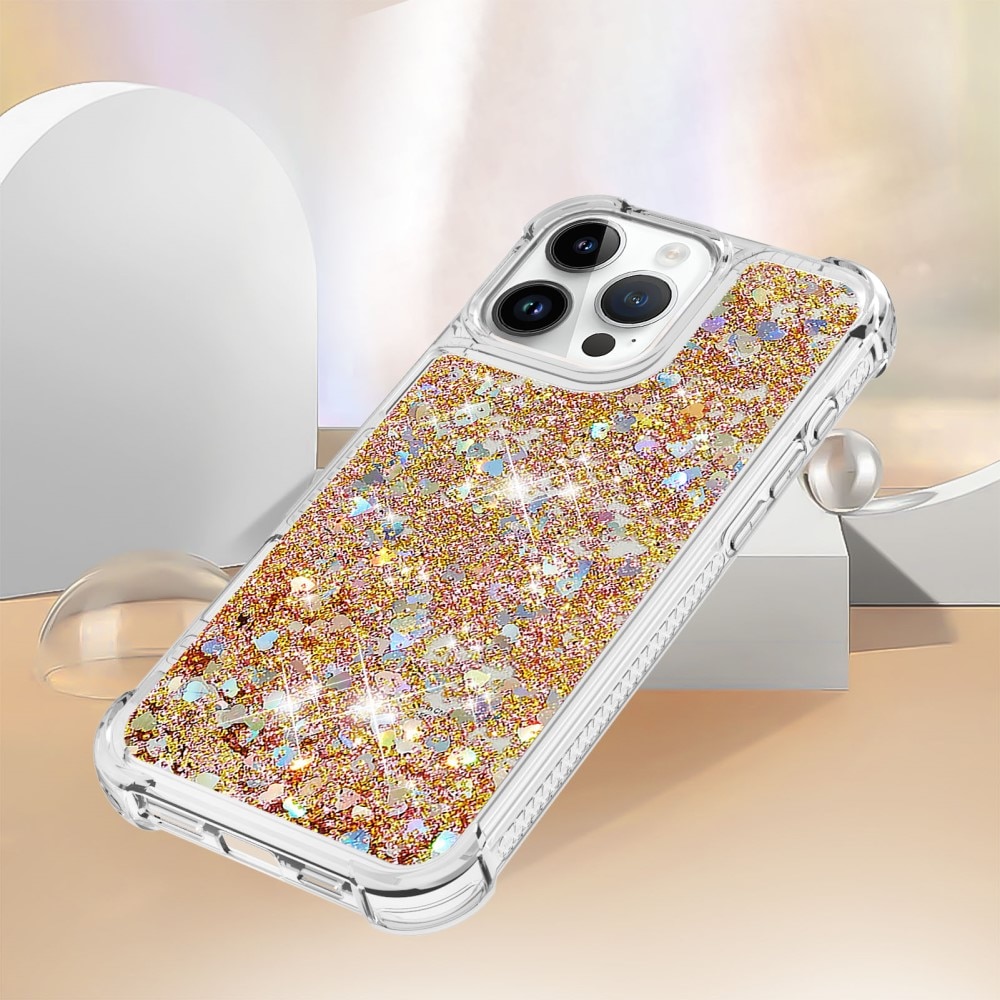 Glitter Powder TPU Skal iPhone 16 Pro guld