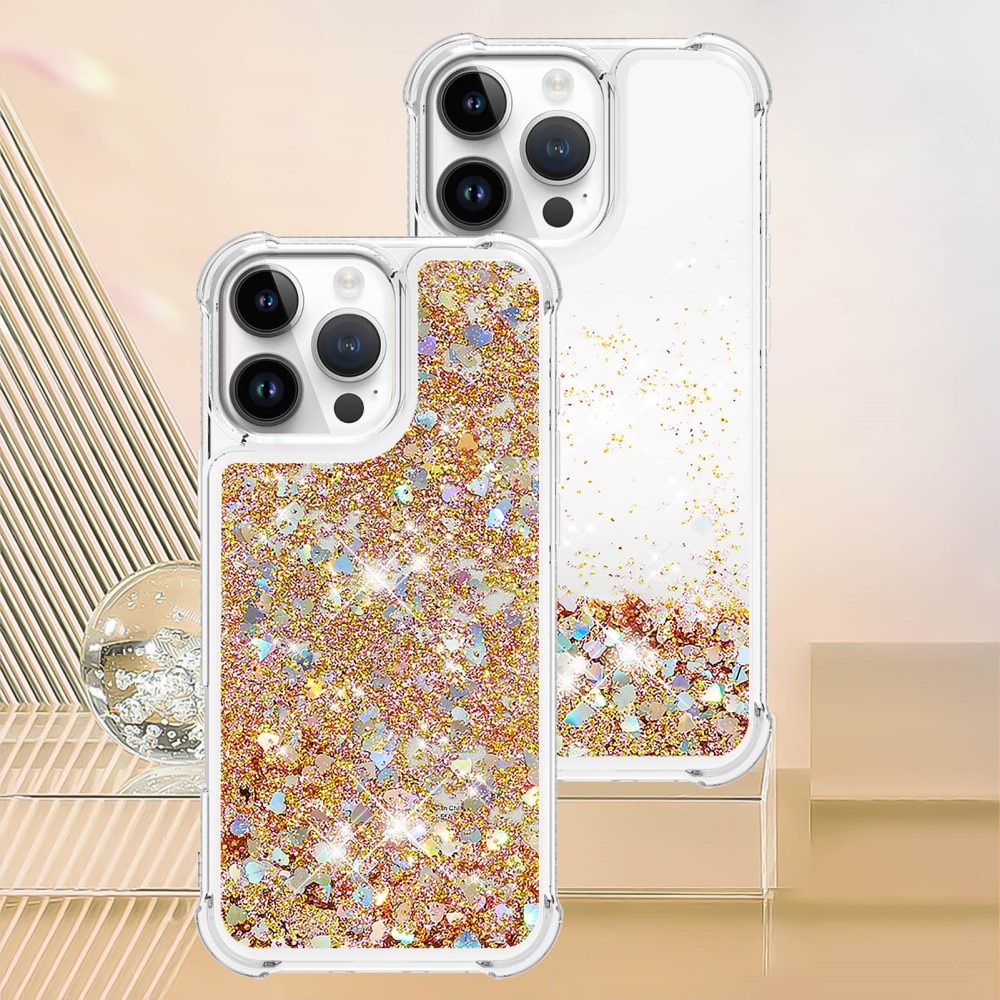 Glitter Powder TPU Skal iPhone 16 Pro guld