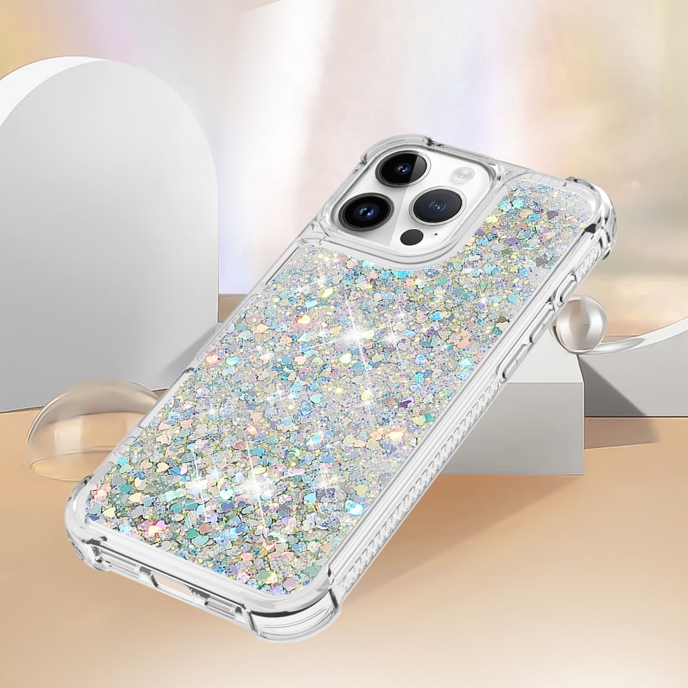 Glitter Powder TPU Skal iPhone 16 Pro silver