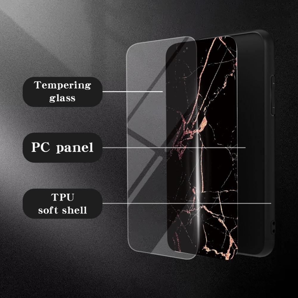 Skal Härdat Glas iPhone 16 Pro svart marmor