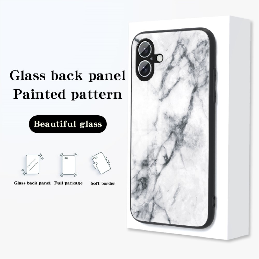 Skal Härdat Glas iPhone 16 svart marmor