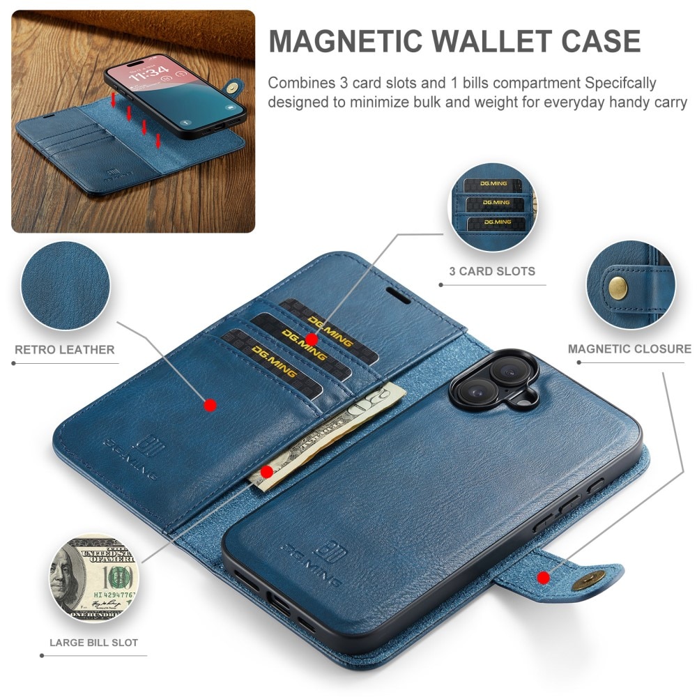 Magnet Wallet iPhone 16 Plus Blue