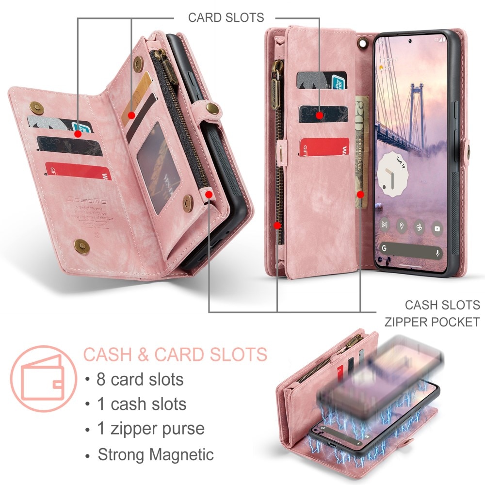 Multi-slot Plånboksfodral Google Pixel 9 Pro XL rosa