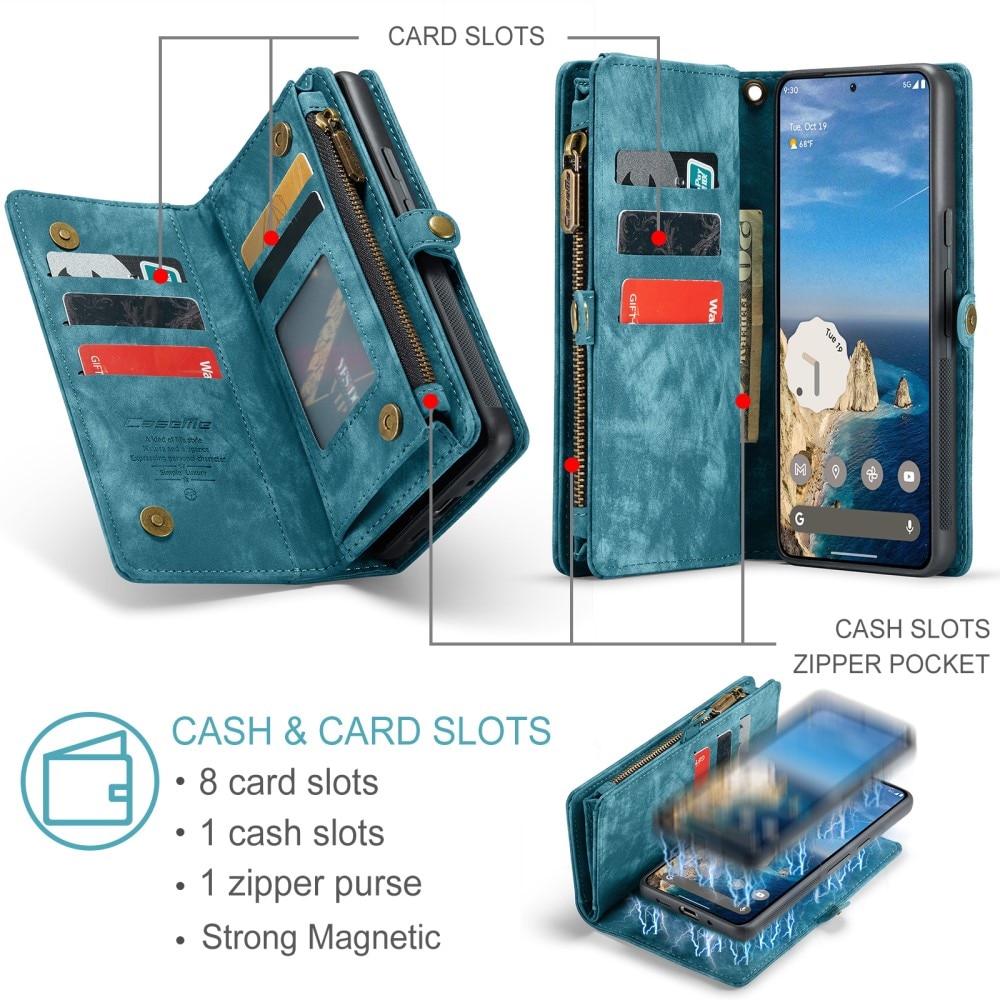 Multi-slot Plånboksfodral Google Pixel 9 Pro XL blå