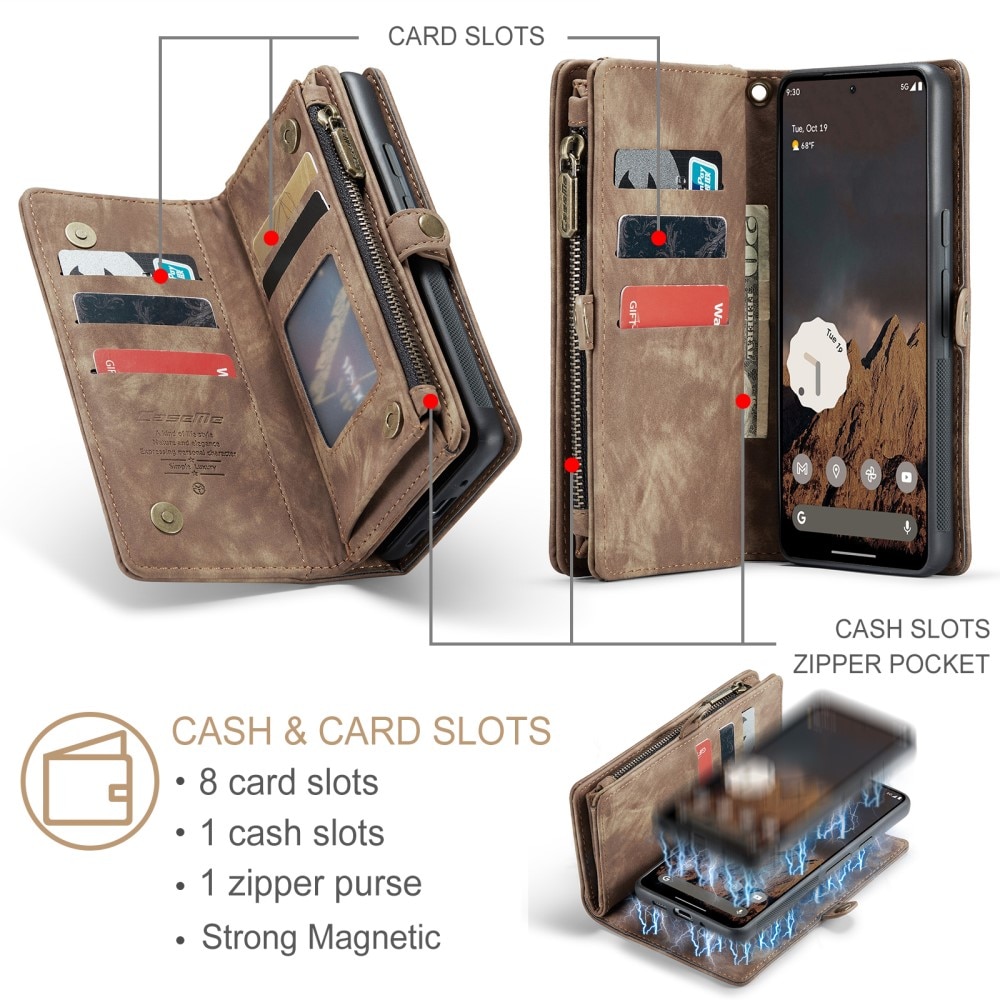 Multi-slot Plånboksfodral Google Pixel 9 Pro XL brun