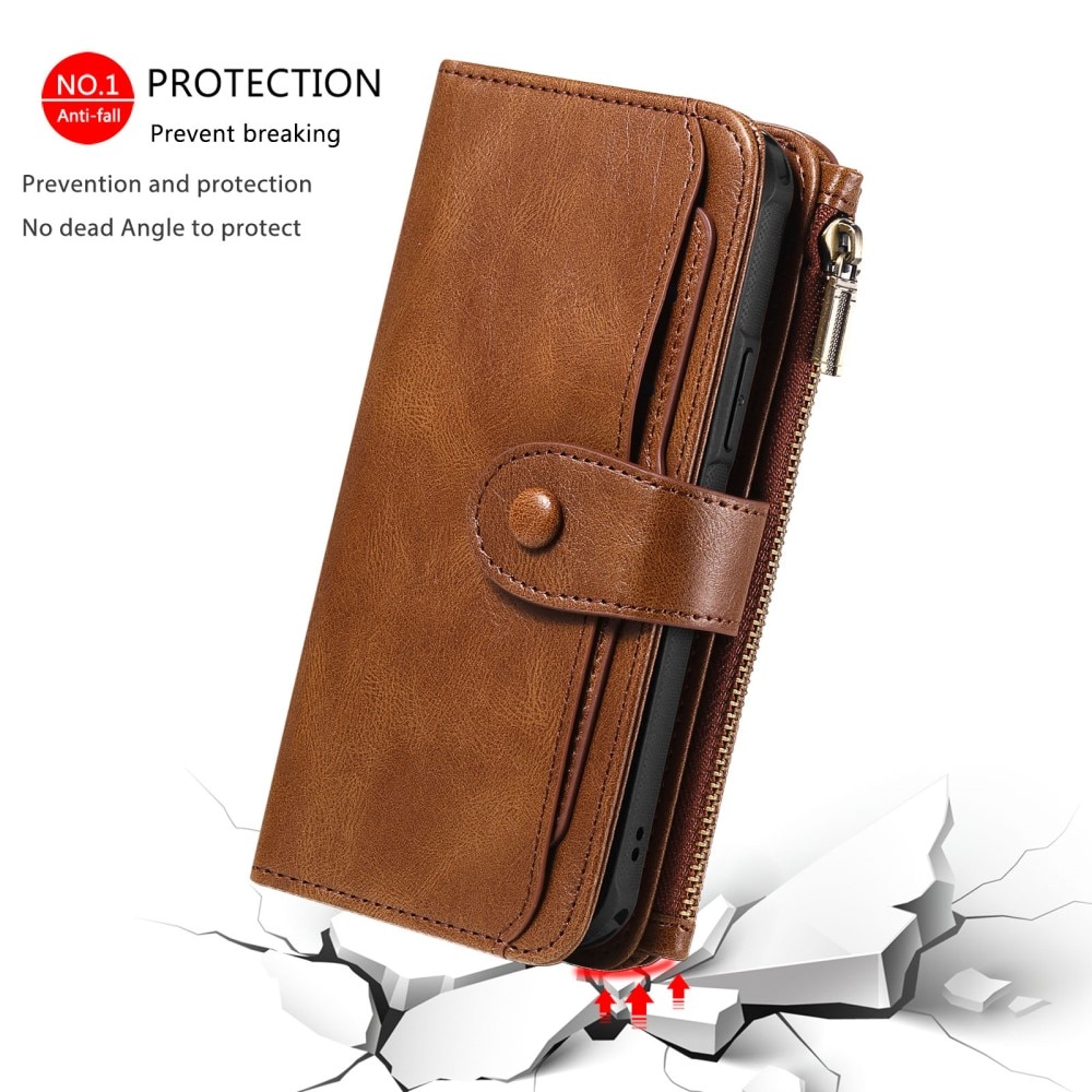 Magnet Leather Multi-Wallet iPhone 16 Pro Max brun