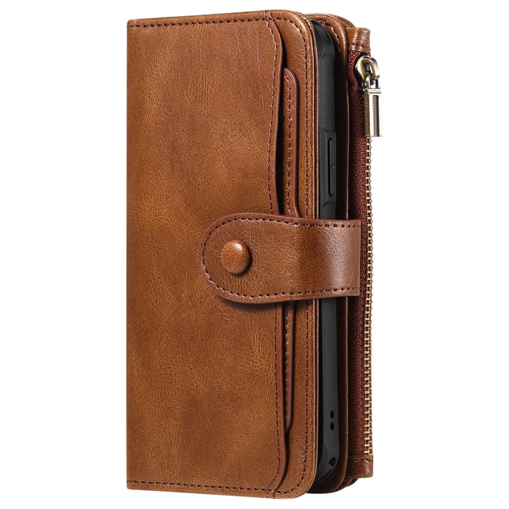 Magnet Leather Multi-Wallet iPhone 16 Pro Max brun