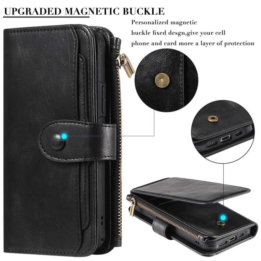 Magnet Leather Multi-Wallet iPhone 16 Pro Max svart