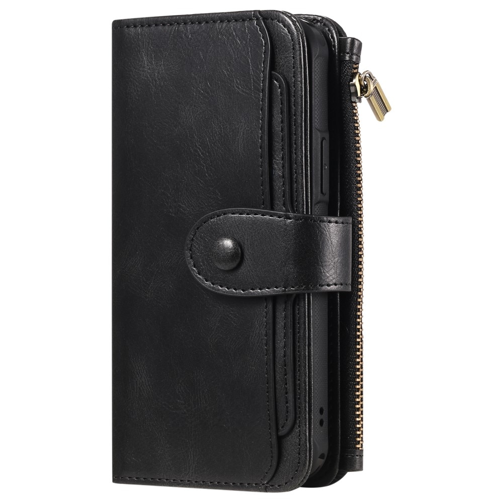 Magnet Leather Multi-Wallet iPhone 16 svart