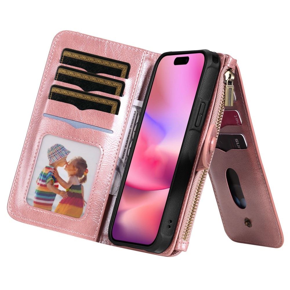 Magnet Leather Multi-Wallet iPhone 16 rosa