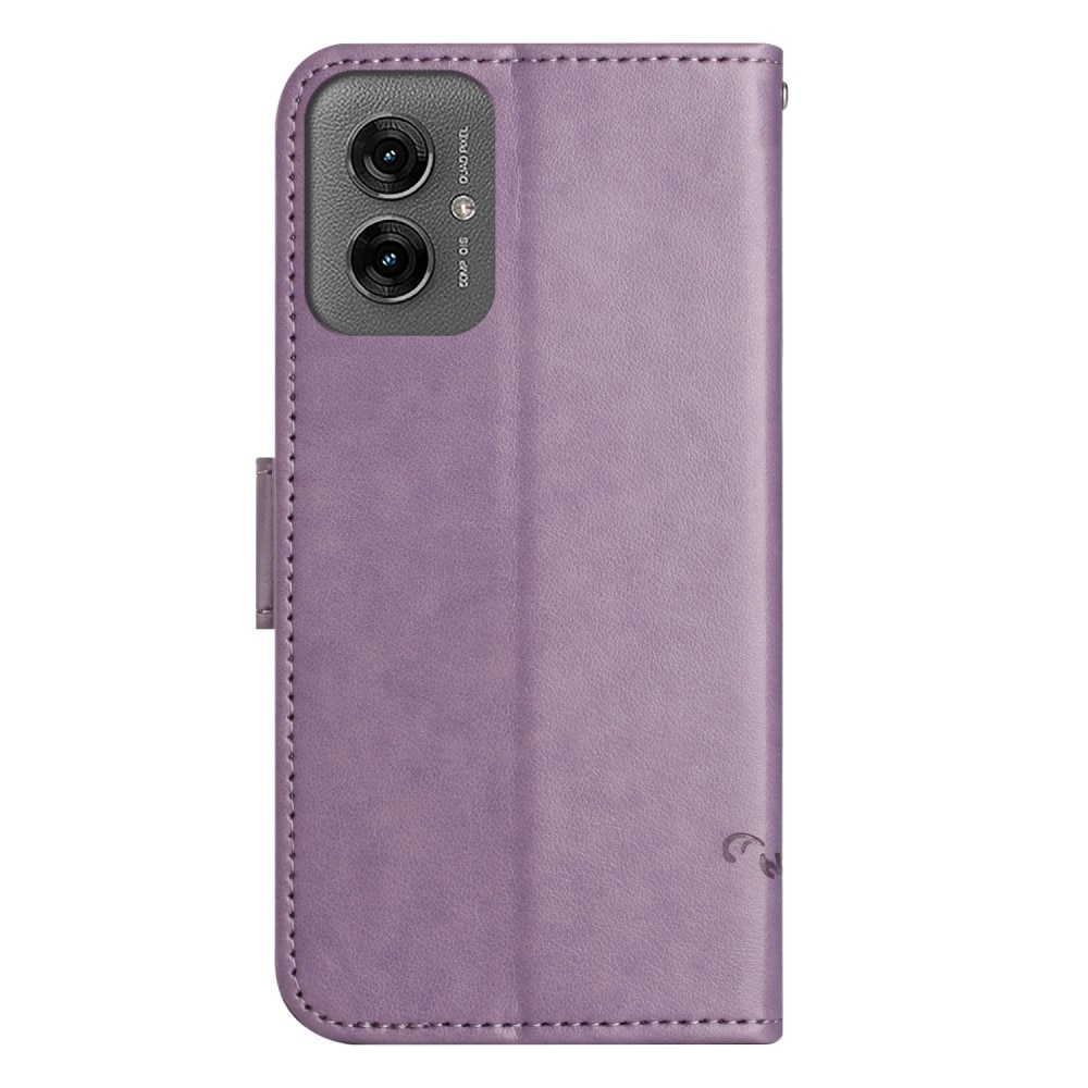 Läderfodral Fjärilar Motorola Moto G55 lila