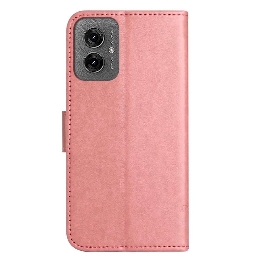 Läderfodral Fjärilar Motorola Moto G55 rosa