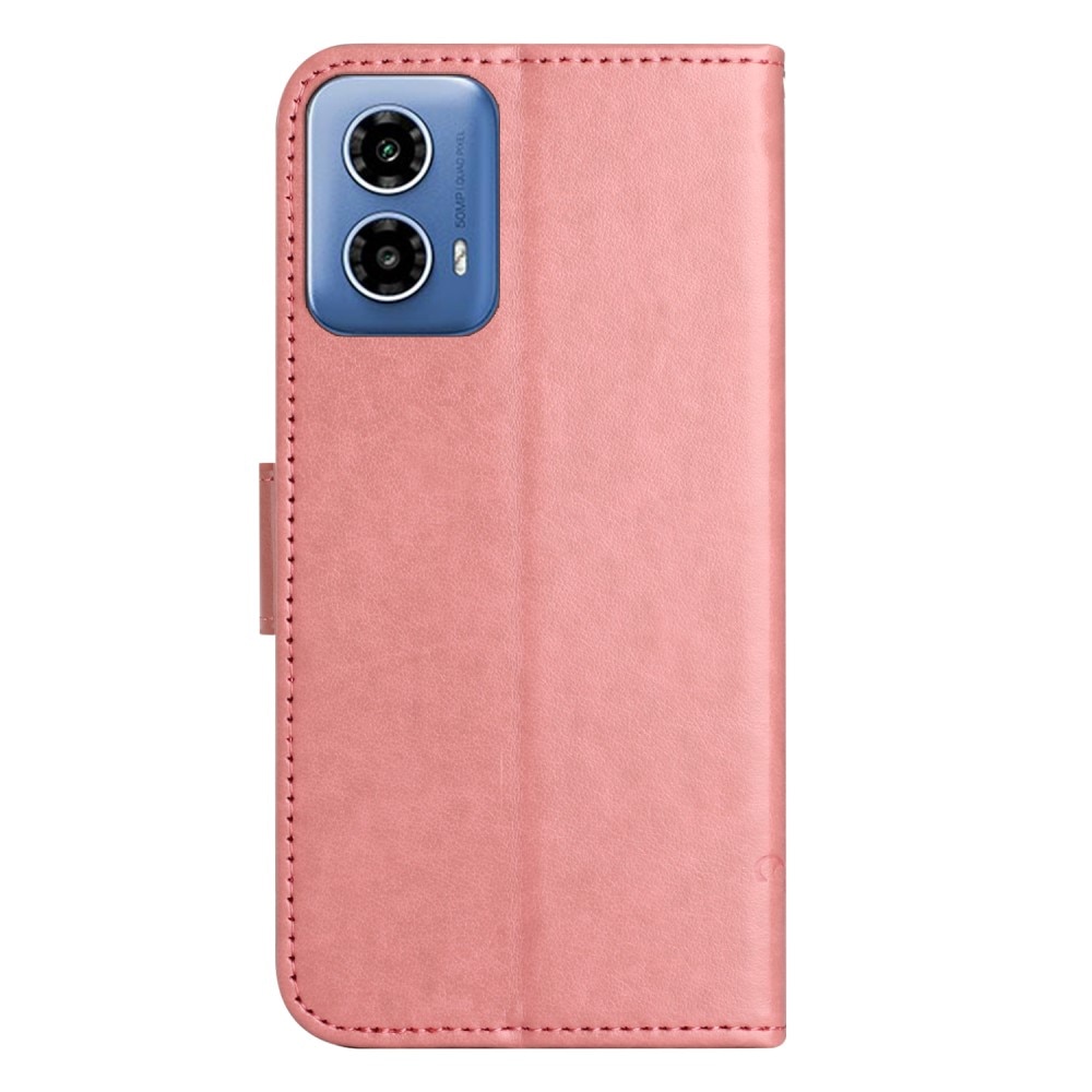 Läderfodral Fjärilar Motorola Moto G35 rosa