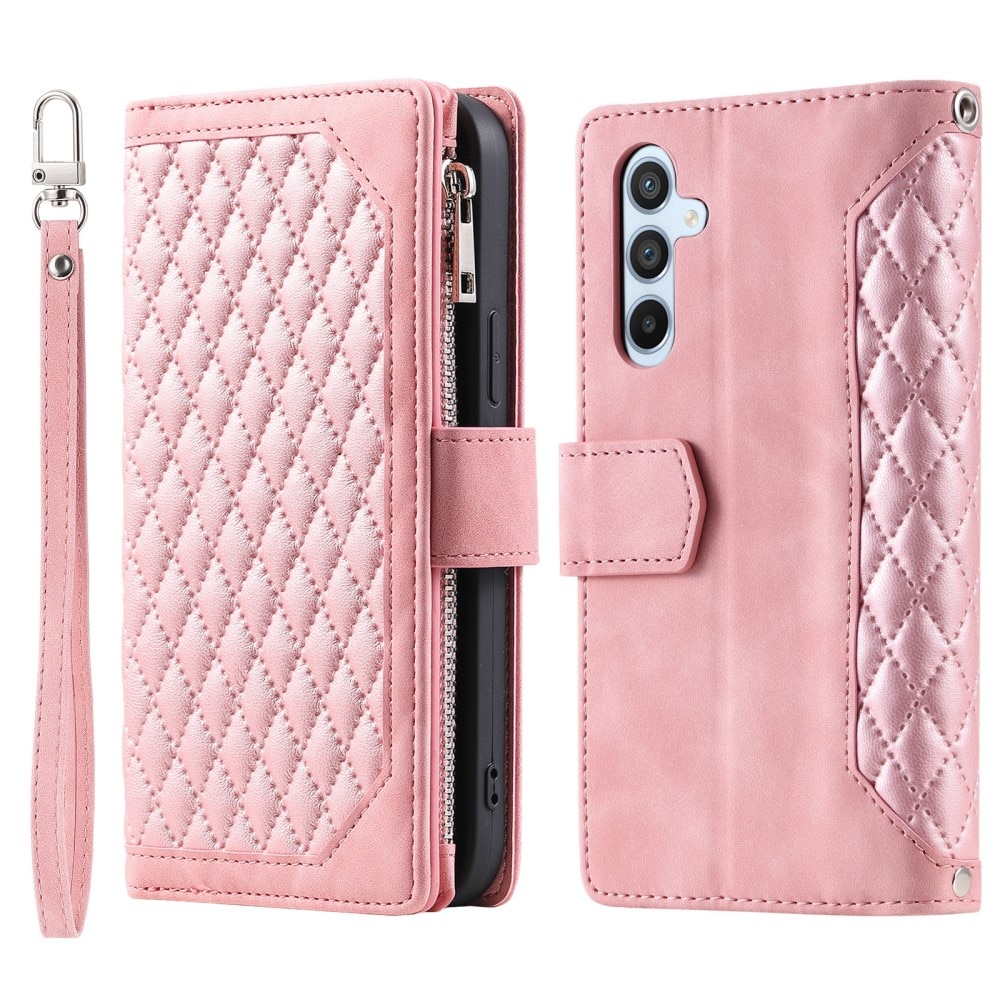 Plånboksväska Samsung Galaxy S25 Plus Quilted Rosa