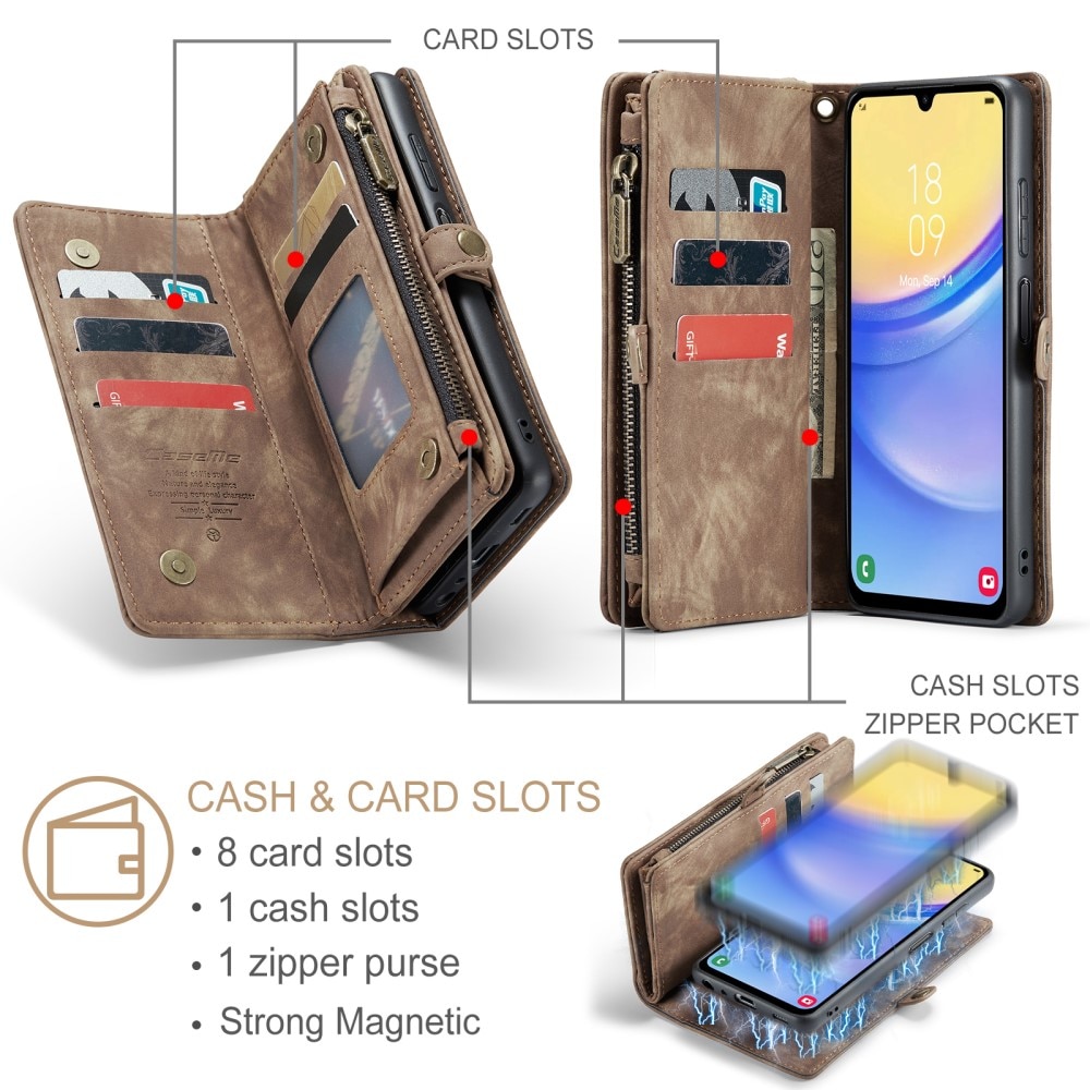 Multi-slot Plånboksfodral Samsung Galaxy A16 brun