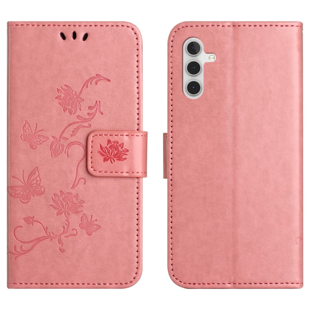 Läderfodral Fjärilar Samsung Galaxy A36 rosa