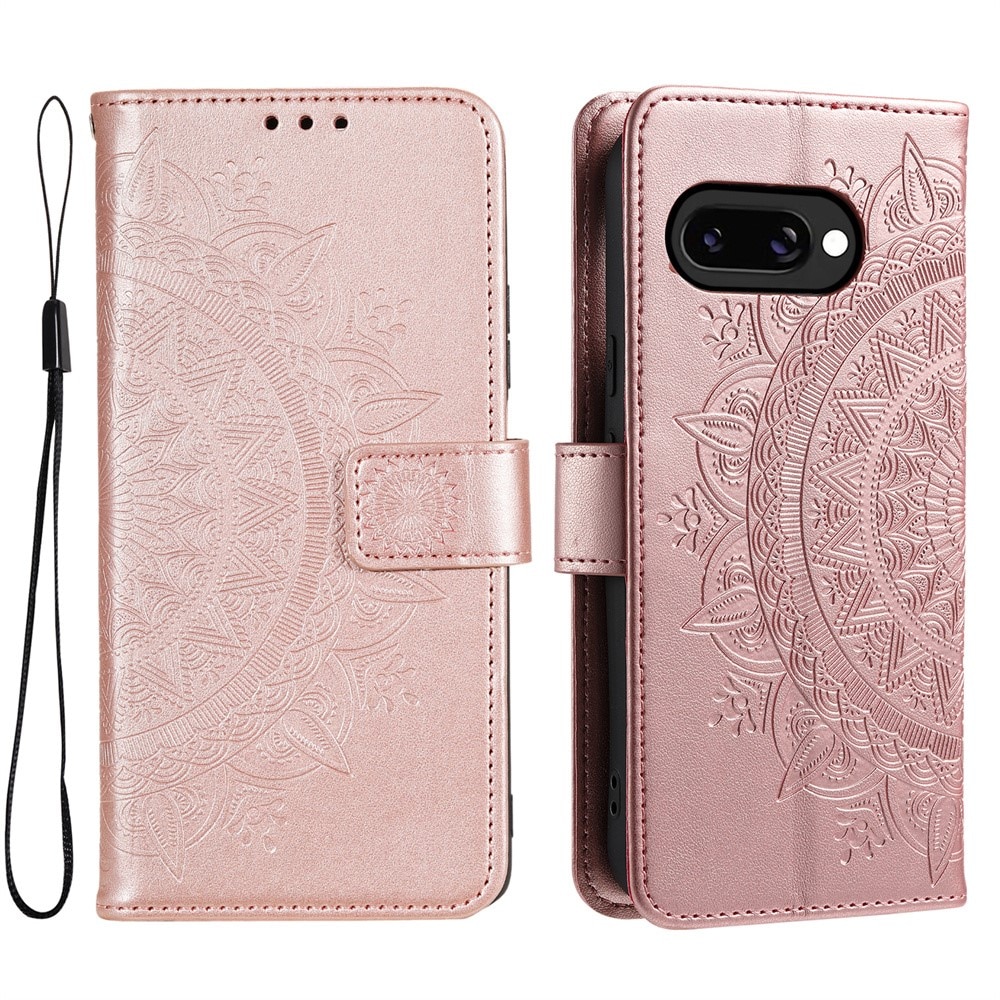 Läderfodral Mandala Google Pixel 9a Roséguld