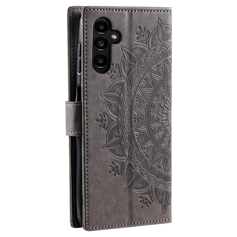 Läderfodral Mandala Samsung Galaxy A36 grå