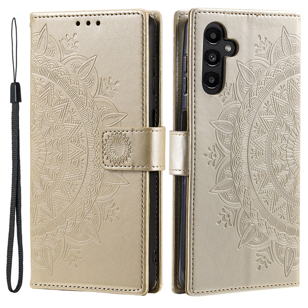 Läderfodral Mandala Samsung Galaxy A36 guld