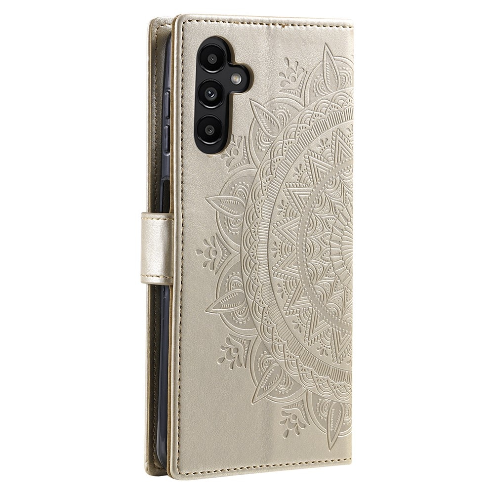 Läderfodral Mandala Samsung Galaxy A36 guld