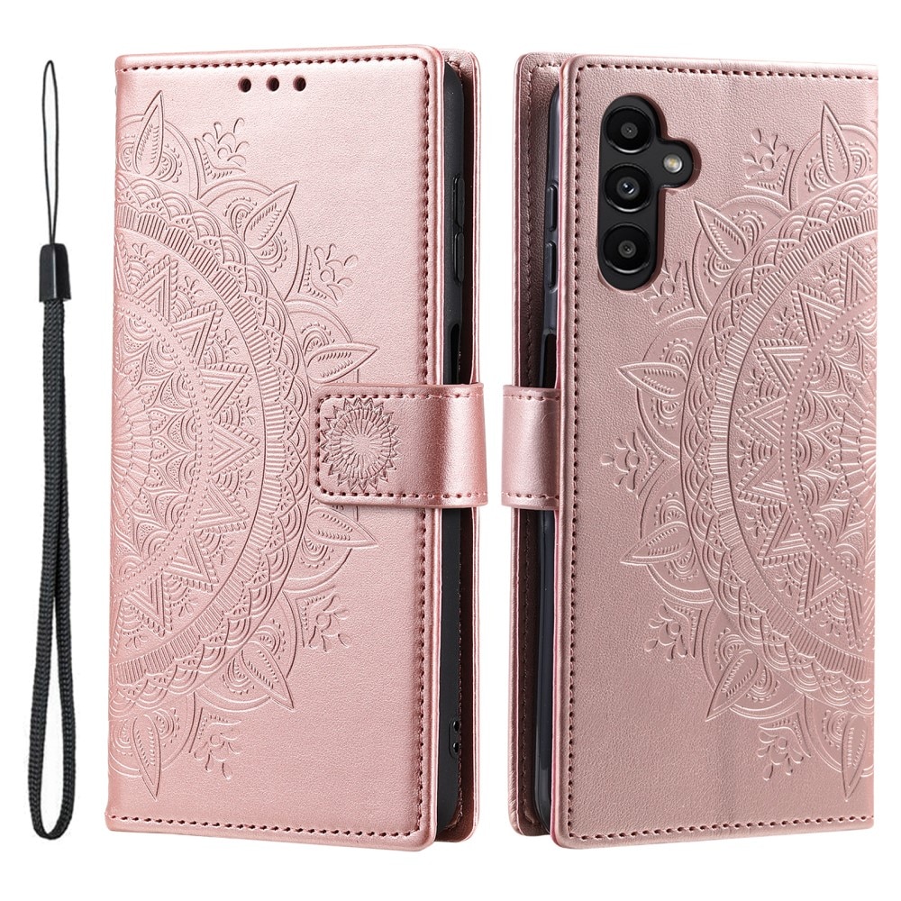 Läderfodral Mandala Samsung Galaxy A56 roséguld