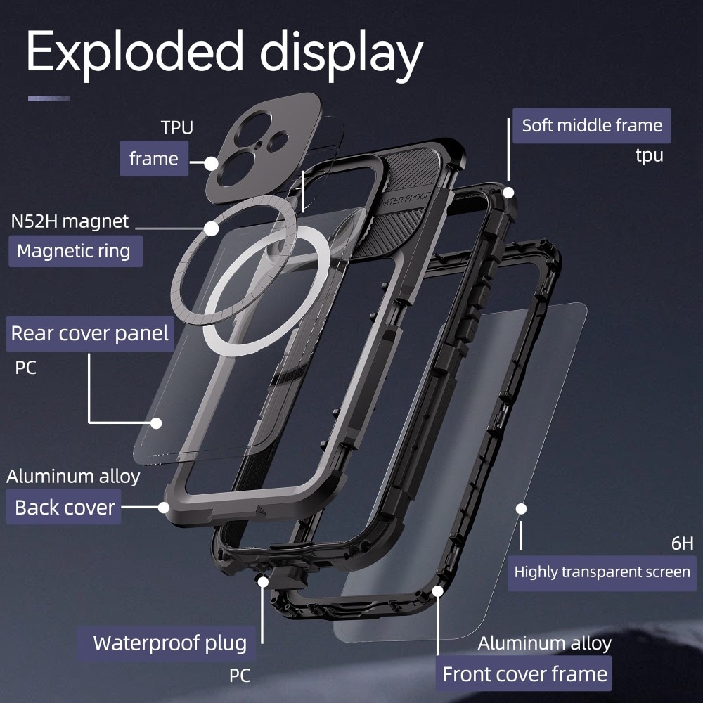 Vattentätt Skal MagSafe iPhone 16 transparent