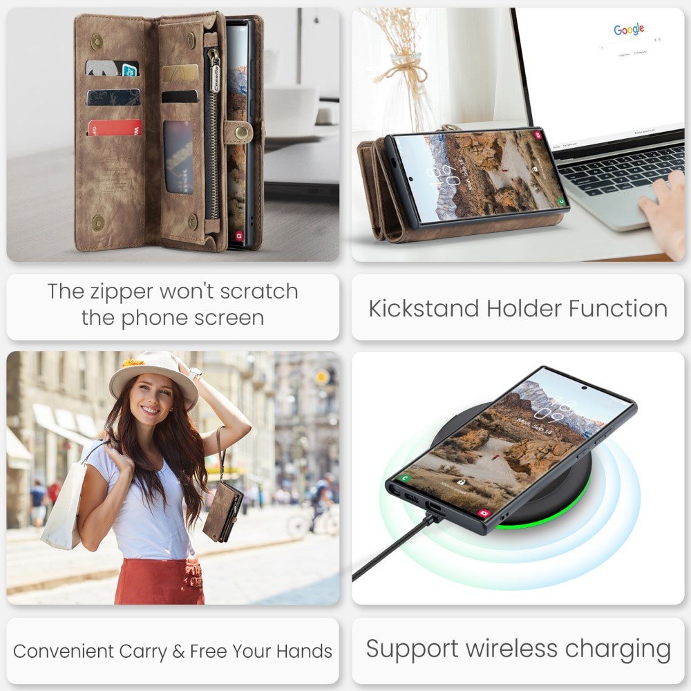Multi-slot Plånboksfodral Samsung Galaxy S25 Ultra brun