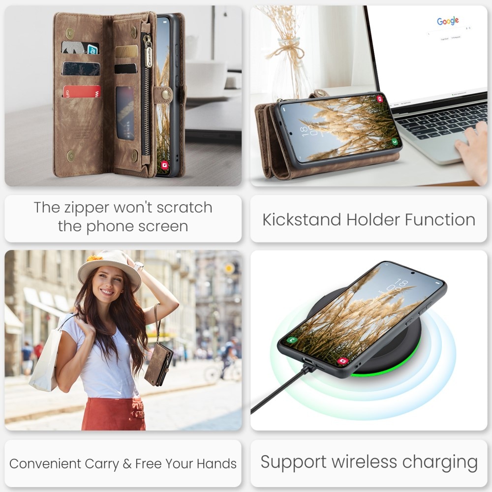 Multi-slot Plånboksfodral Samsung Galaxy S25 Brun