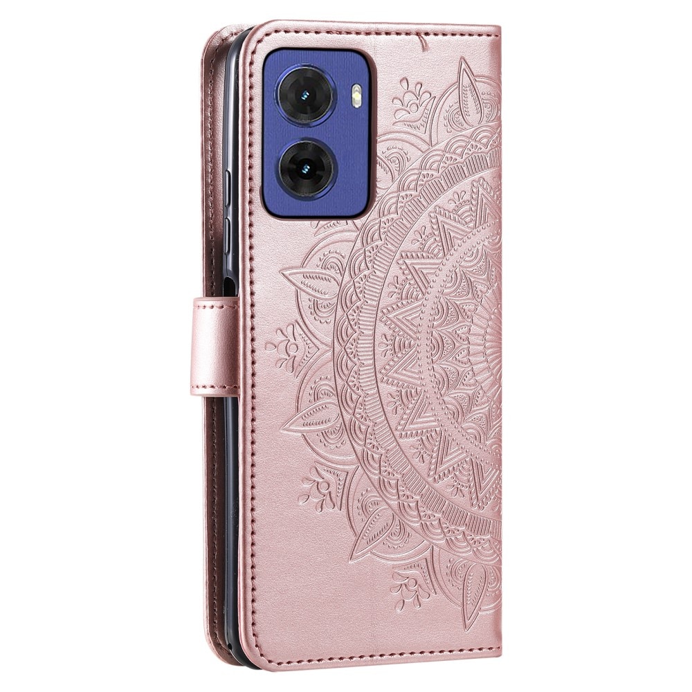 Läderfodral Mandala Motorola Moto E15 roséguld