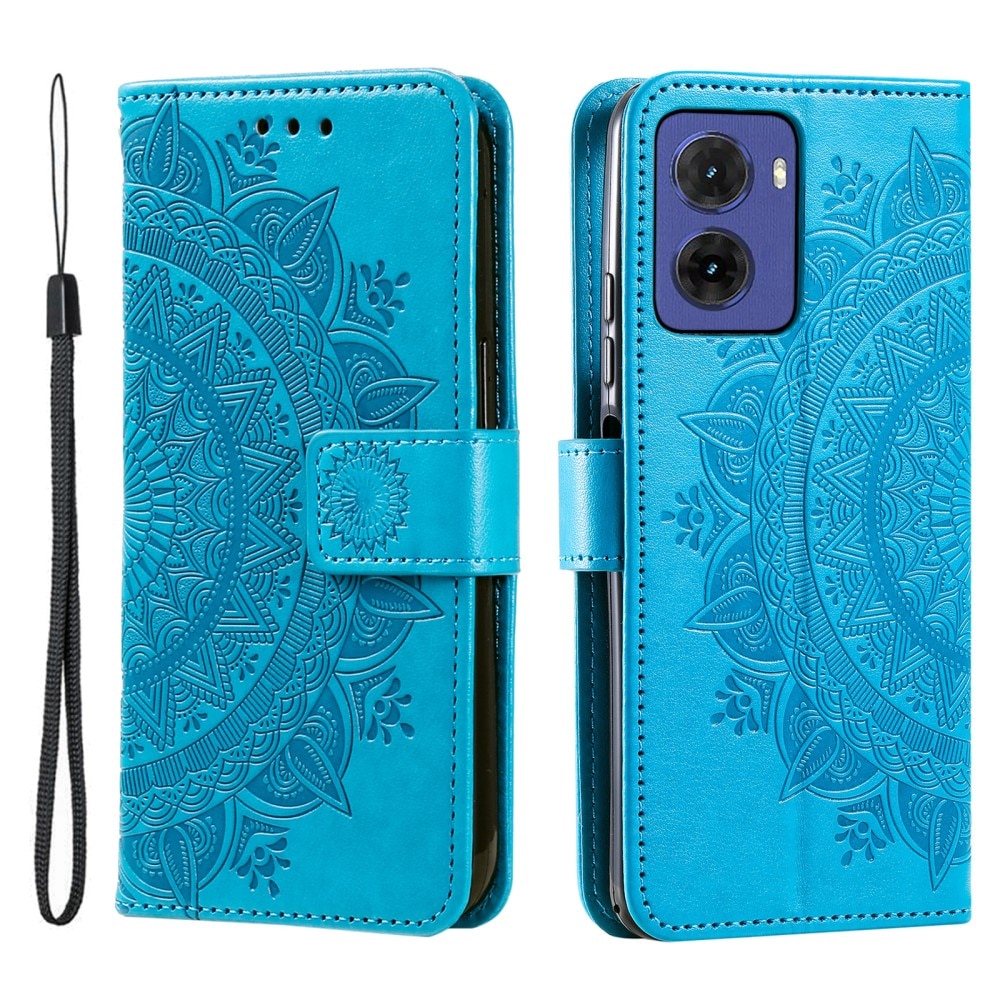 Läderfodral Mandala Motorola Moto E15 blå