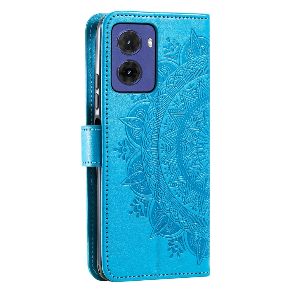 Läderfodral Mandala Motorola Moto E15 blå