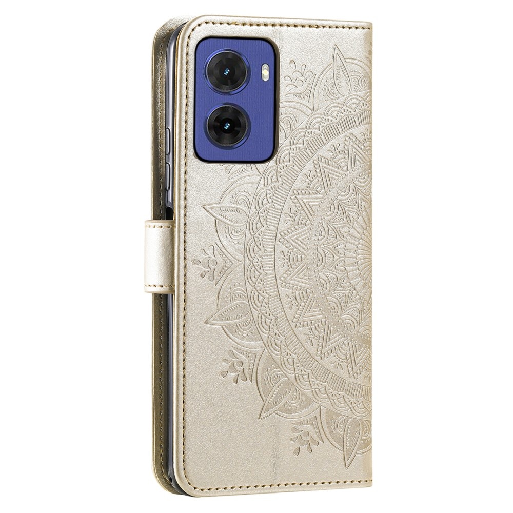 Läderfodral Mandala Motorola Moto E15 guld