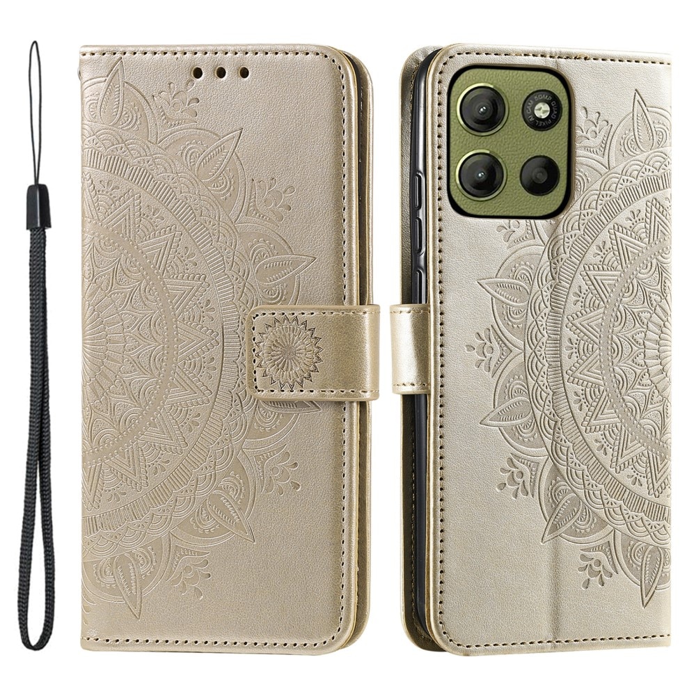 Läderfodral Mandala Motorola Moto G15 Power guld