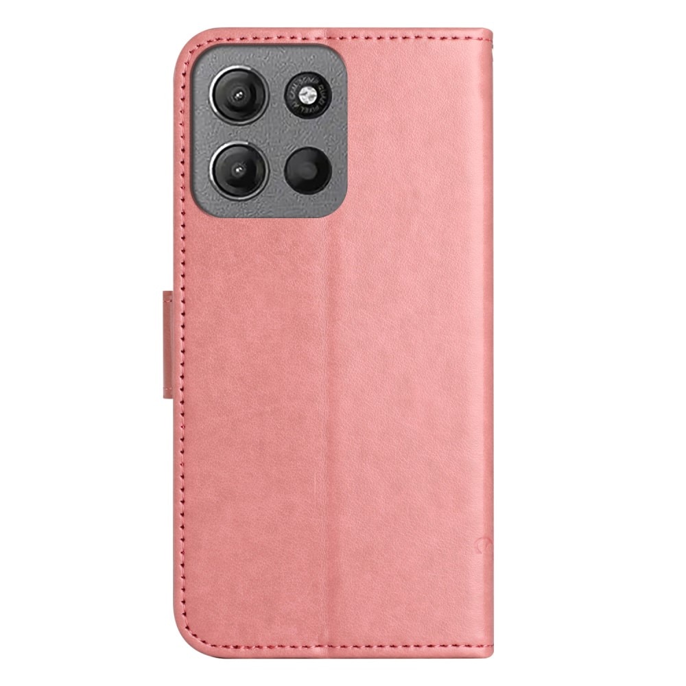 Läderfodral Fjärilar Motorola Moto G15 Power Rosa