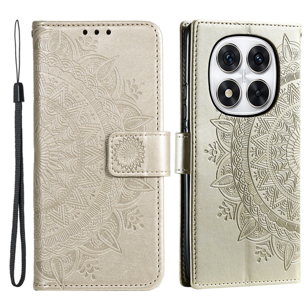 Läderfodral Mandala Xiaomi Redmi Note 14 Pro guld