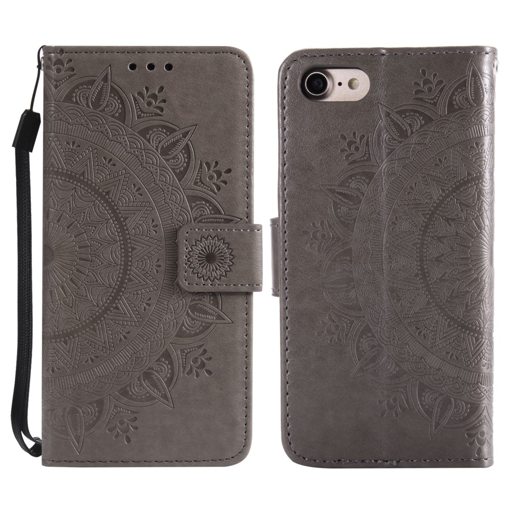 Läderfodral Mandala iPhone 16e Grå